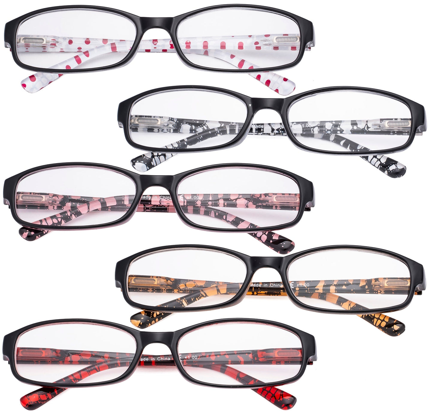 5 Pack Adorable Reading Glasses with Polka Dots Women R908P